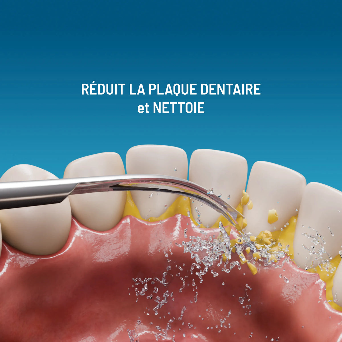 Brosse à dents électrique 3-en-1 : brossage, jet interdentaire, détartrage